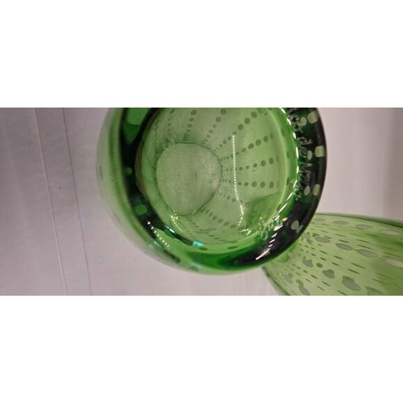 Zafferano Perle Art Glass Beverage Glass Tumbler British Green signed‎ Set of 2 - Picture 8 of 8